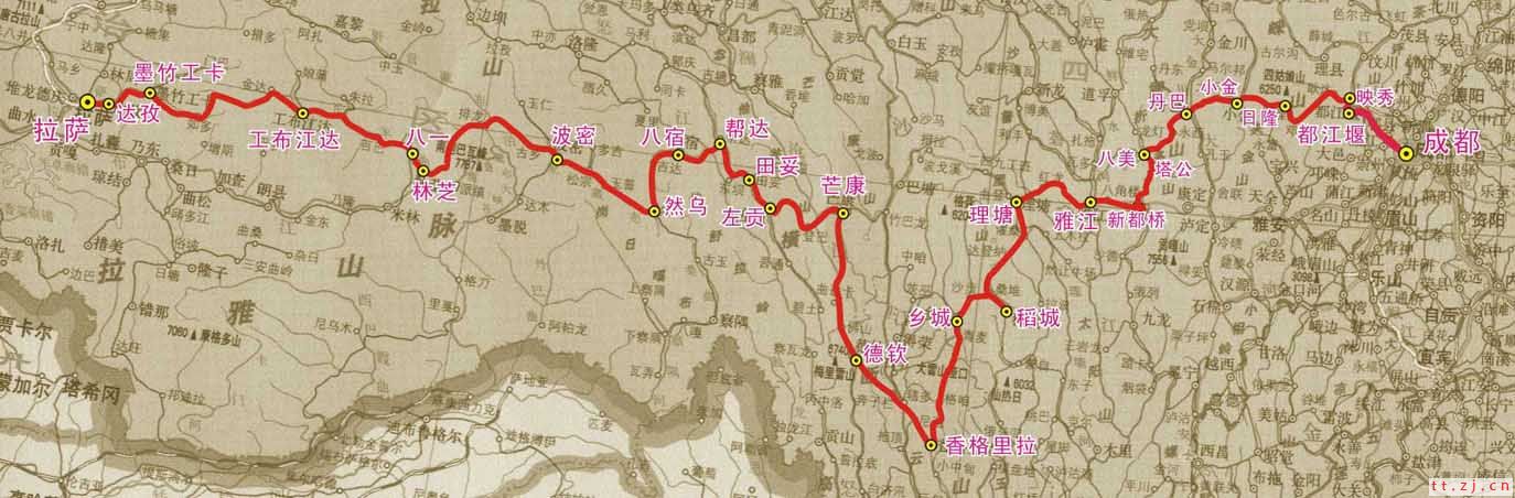 拉萨市区地图 川藏公路南线地图  阿里地区地图