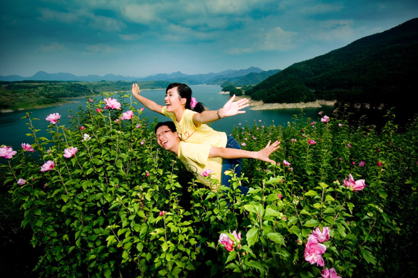 湖影夏季天姥山------沃州湖 婚纱照片欣赏
